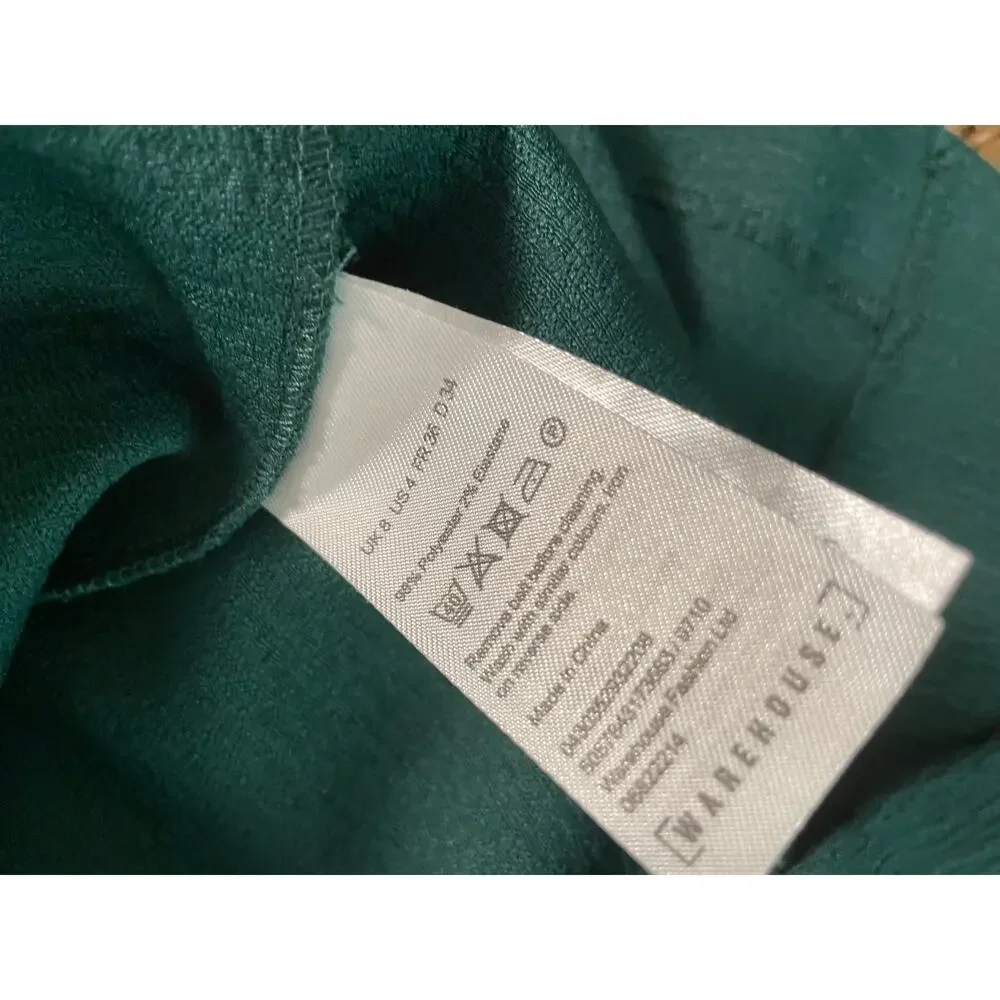 ASOS Warehouse. Green EU sz 8 shortsleeve belted midi dress mod minimalist - Picture 5 of 8